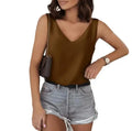 Camisa de seda sem mangas com v pescoço para as mulheres