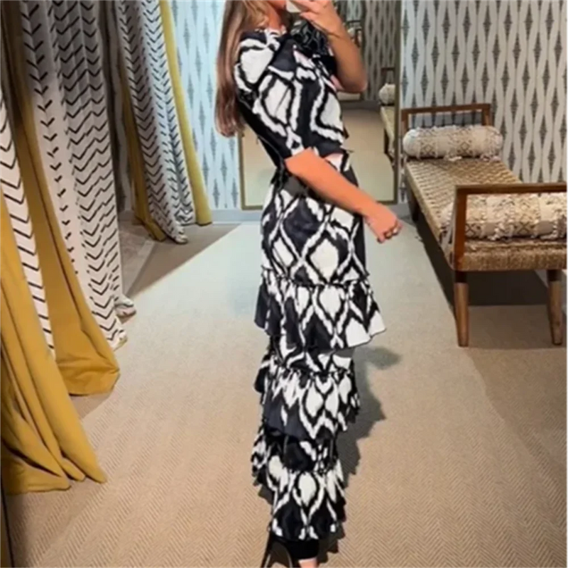 Conjunto saia e top curto feminino, temperamento versátil estampado