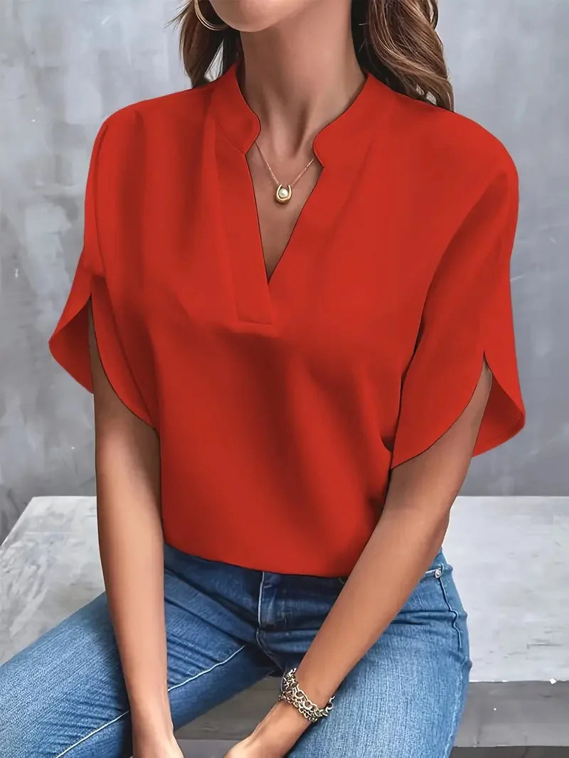 Blusa elegante com decote em v