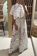 conjunto de 2 peças moda feminina cor sólida elegante casual oco terno feminino
